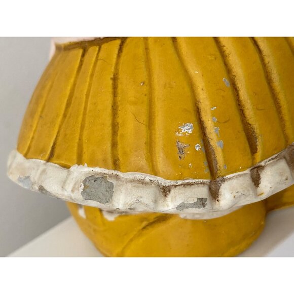 Vintage Girl Holding Flower COIN BANK Japan Ceramic Chalkware 1960's Decor AS IS - Picture 10 of 16